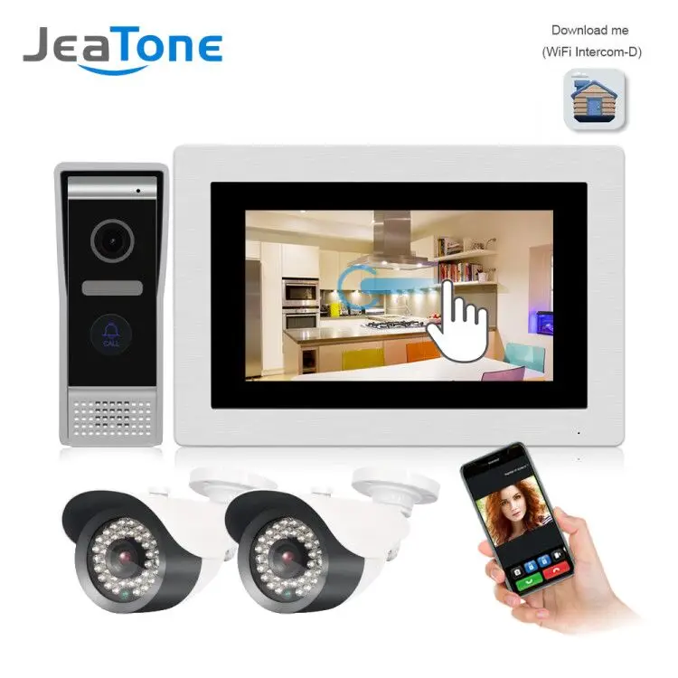 JeaTone 7 дюймовый Wi Fi IP видеодомофон проводной дверной звонок динамик с системой