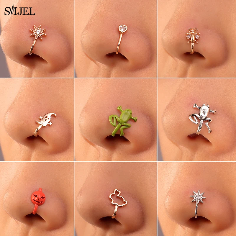 

Funny Animal Fake Nose Ring Hoop Fake Septum Piercing Rings C Clip Ring Earrings for Women Kids Body Jewelry Non-Pierced Gifts