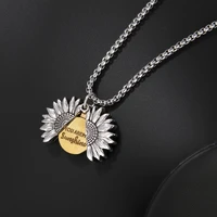 small daisy necklace male trendy star with the same paragraph sunflower cold wind hip hop chrysanthemum long two color pendant