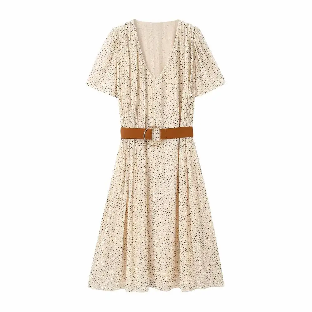 Женское шифоновое платье с поясом повседневное длинное плиссированное