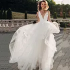 Sevintage свадебное платье принцессы белогоцвета слоновой кости с глубоким V-образным вырезом в стиле бохо, свадебные вечерние платья с открытой спиной, платье невесты из тюля с бисером в винтажном стиле