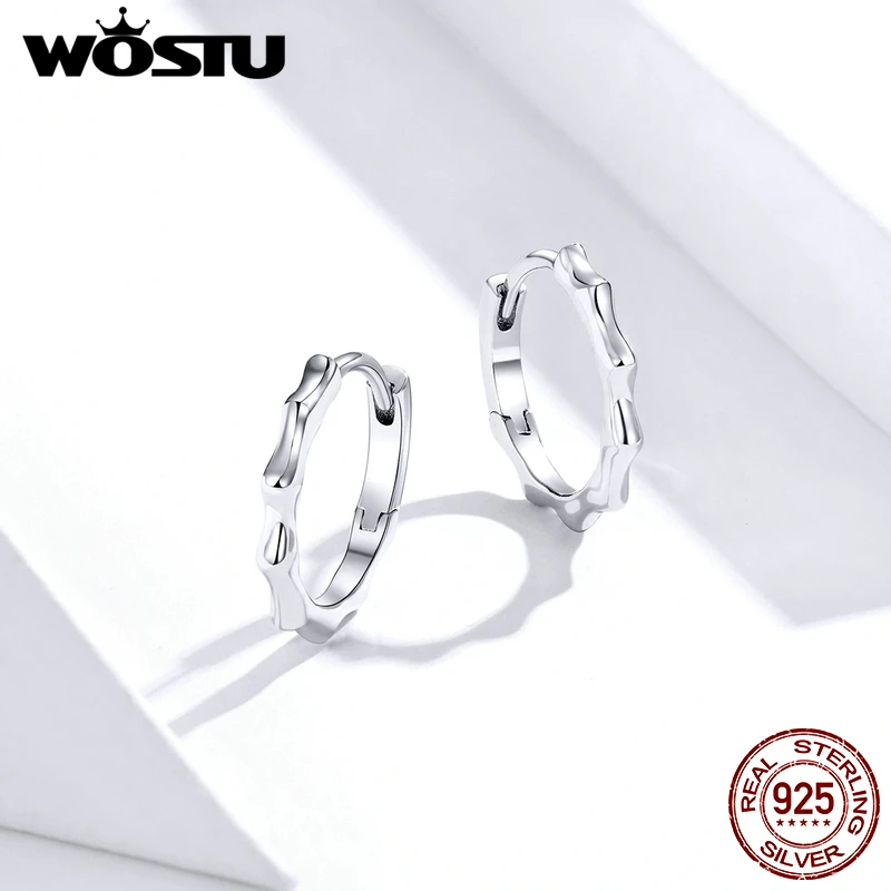 Женские серьги кольца WOSTU из подлинного стерлингового серебра 925 пробы с