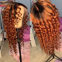 loose deep wave colored ombre human hair wig frontal hd transparent orange ginger 13x6 lace front wigs for black women full lace