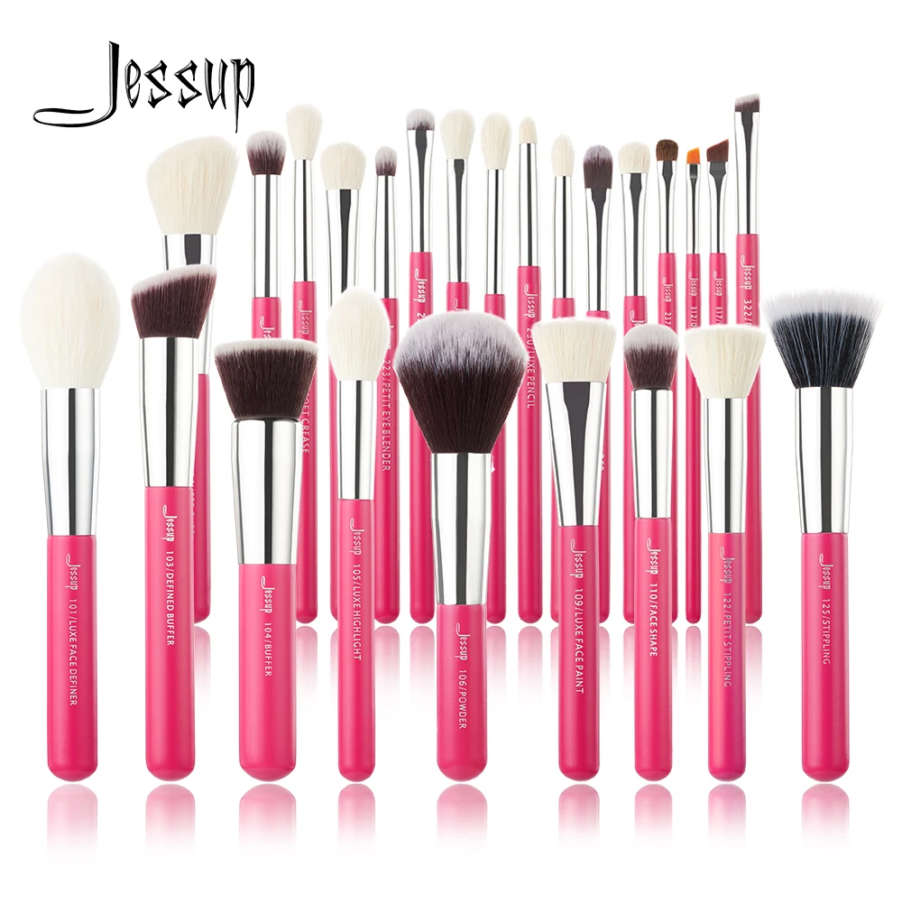 Jessup Rose-carmin/Silver набор кистей для макияжа, косметическая основа, пудра, тени для век, Кисть для макияжа, 6 шт.-25 шт., натуральные синтетические волосы