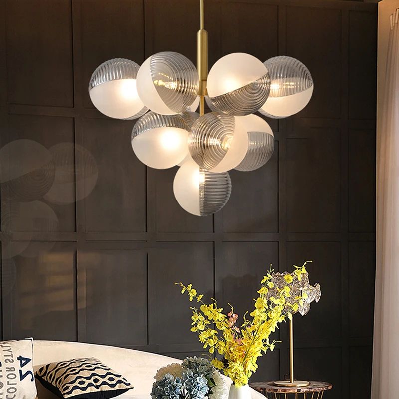 

Modern Chandelier Lamp For living Room/Bedroom Nordic Glass Balll Chandelier Lighting Creative Dinning Room Light Fixture
