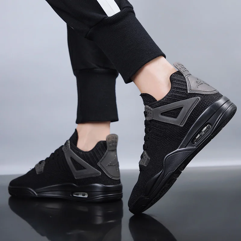 Черные мужские баскетбольные кроссовки уличные спортивная обувь