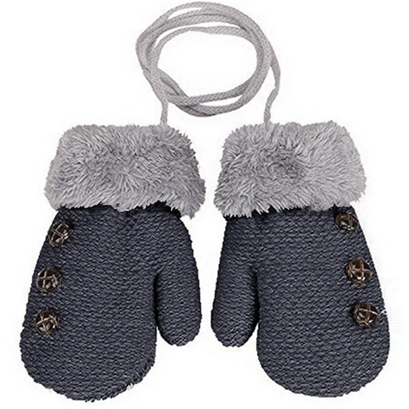 

Winter Boys Girls Knitted Gloves Warm Rope Full Finger Mittens Gloves For Children Toddler Hanging Neck Gloves Kids
