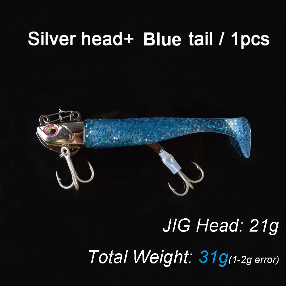 21g 1set Silver Blue TOMA, новинка, черная блесна, джиг, приманка для рыбалки, мягкая, щука, приманка, 14 г, 21 г, 2 крючка, бас, рыбалка на сельдь, Мягкая приманка, лодка, код, морская приманка - Цвет: 21g 1set Silver Blue