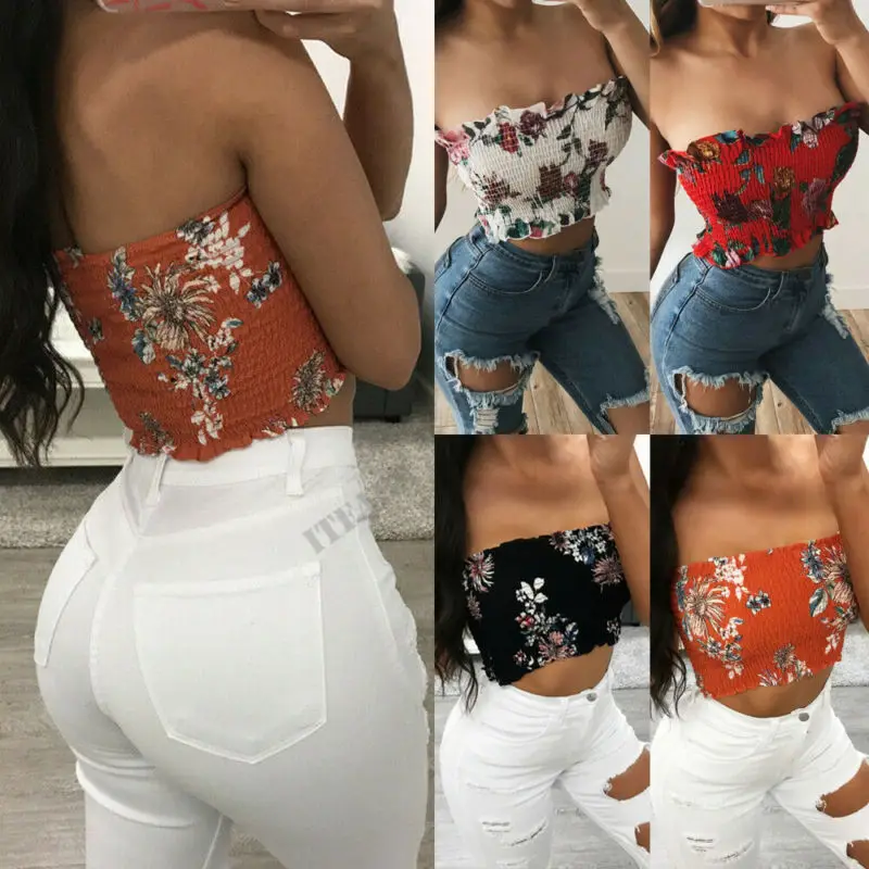 Женский топ без бретелек бандо с открытыми плечами и эластичными бретелями