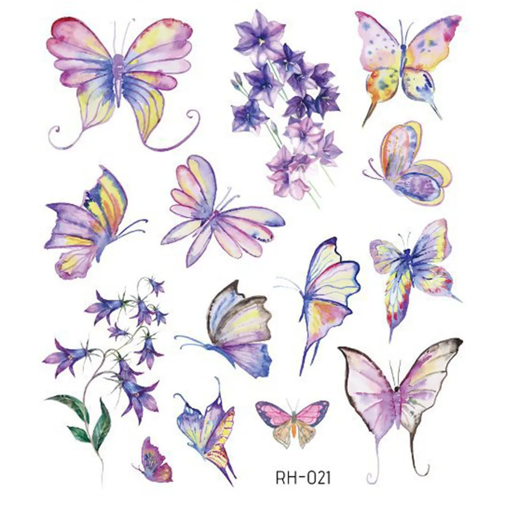 Водостойкая Временная тату наклейка 3D бабочка цветная вспышка модная Татуировка