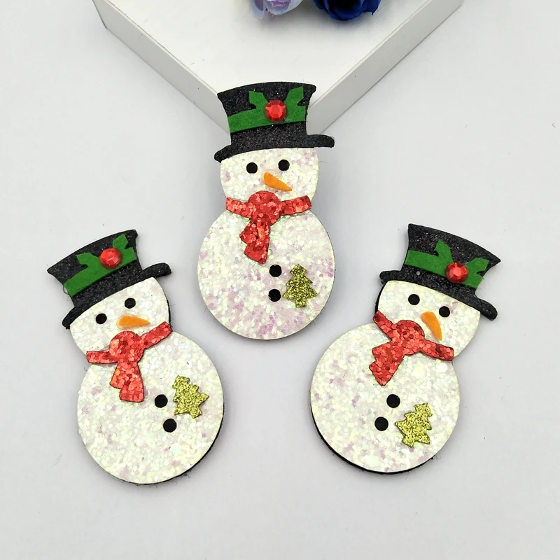 6 шт. 36*68 мм нетканый материал Блестящий Рождественский Снеговик патч DIY ткань