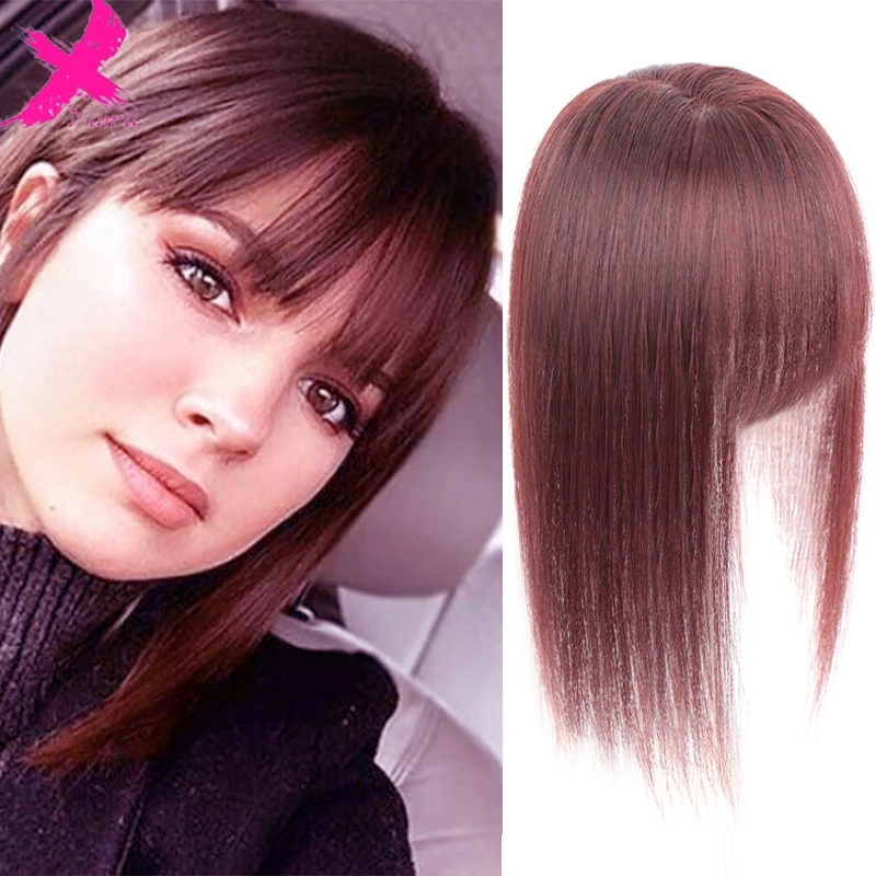 Xnaira Synthetic Hair Fringe Clip Bangs Straight Fake Hair Piece High Temperature Fiber Wig Bangs Clip on Hair Extension