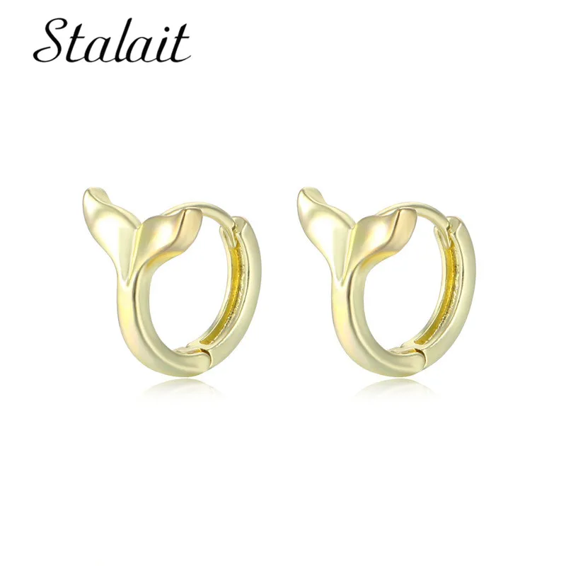 

New Sea Ocean Mermaid Fish Tail Hoop Earrings Beautiful Gold Silver Color Dolphin Tail Minimalist Jewelry Women Wedding Party