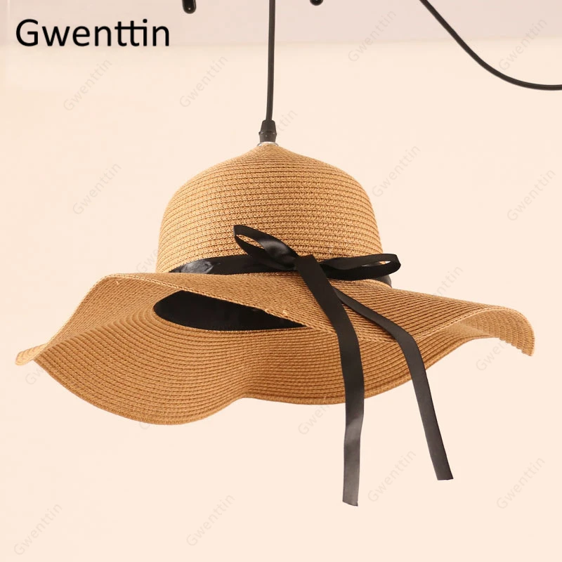 Creative Pendant Light Straw Hat Hanging Lamp for Dining Room Bar Cafe Decor Modern Led Lighting Fixtures Industrial Luminaire | Лампы и