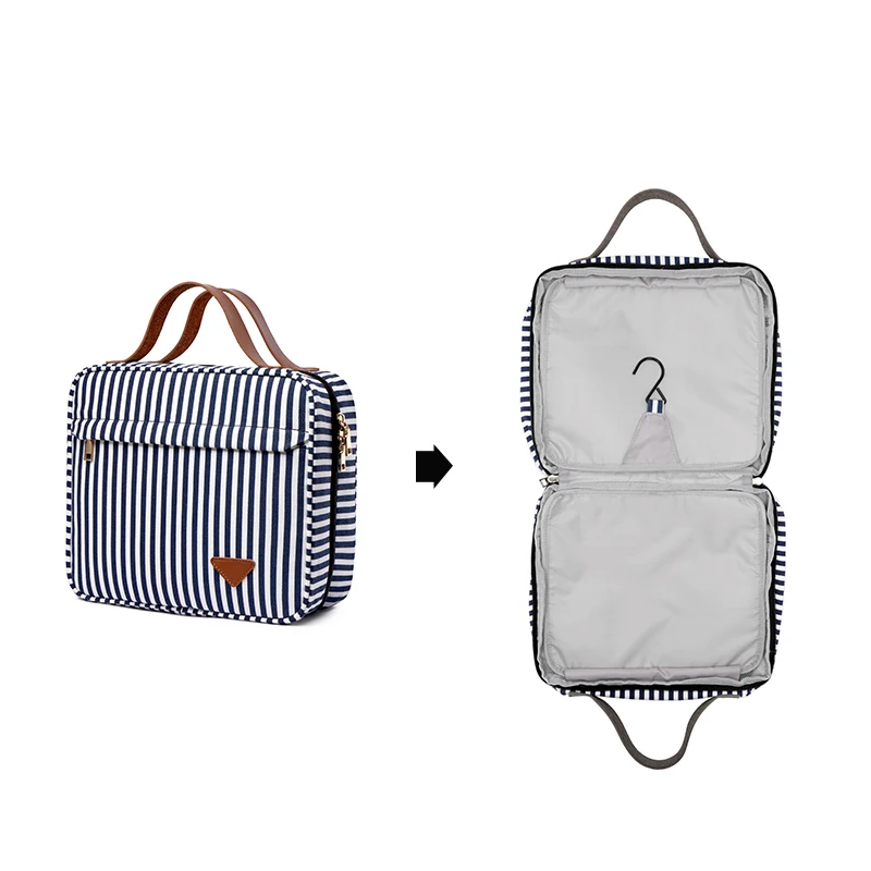 Полосатая косметичка Водонепроницаемый Двухуровневая Для женщин Дорожная сумка