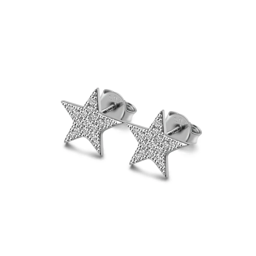

925 Silver Bijoux Stars Stud Earrings for Woman Boucle D'oreille Women Jewelry Dazzling Earring Brincos Girl Gift