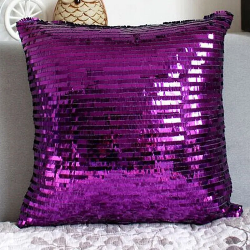 purple Серебряный Блестящий красный свадебный чехол для подушки/винно-красный чехол для подушки подарок на день рождения/Шикарный чехол для подушки для дивана - Цвет: purple