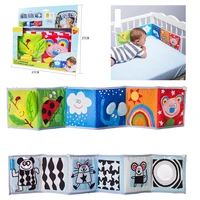 baby toys crib bumper newbron cloth book infant rattles knowledge around multi touch bed bumper kids 0 12 months cot pram use