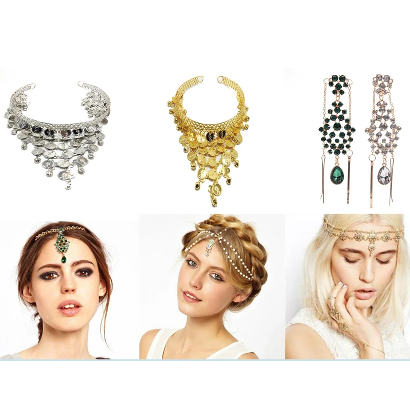 Винтажная индийская цветная повязка на голову для женщин украшение лоб волос с