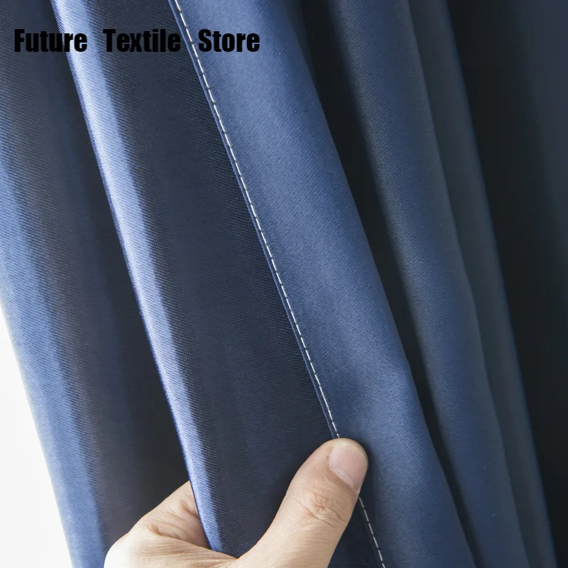 

Thicken Shading Cotton and Linen Finished Product Custom Solid Color Stitching Simple Modern Living Room Bedroom Hotel Curtains