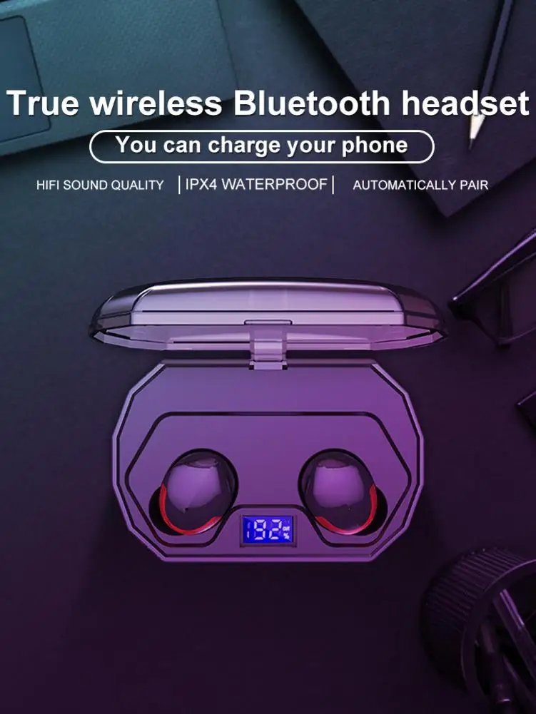 Наушники вкладыши TWS Bluetooth 5 0 наушники Водонепроницаемый спортивные с Hi Fi стерео