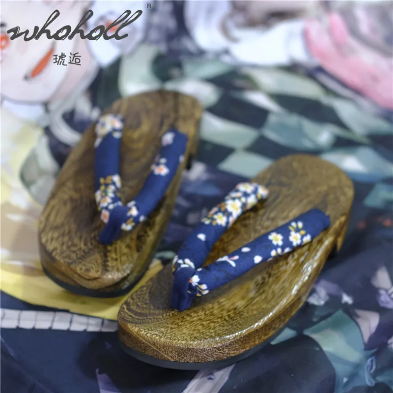 

WHOHOLL Wooden Clogs Women Wedge Slipper Sandals Anime Cosplay shoes Japanese Geta Flip flopss For Female Platform Slippers