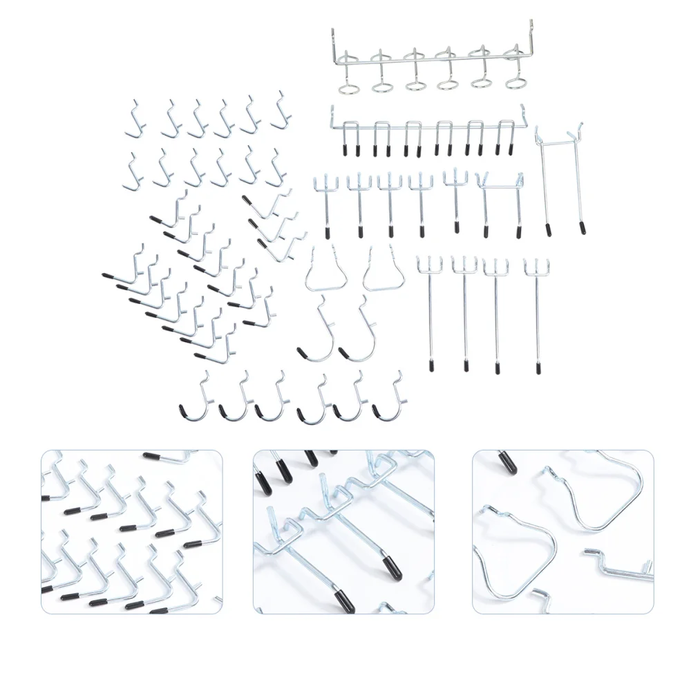 

52PCS Metal Peg Board Pegboard Hooks Garage Work Shop Storage Display Organization Steel Hanging Tool (Random Color)