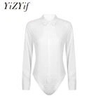 Женское боди с длинным рукавом, Офисная белая рубашка для работы, облегающие Модные топы и блузки, женская одежда, 2021