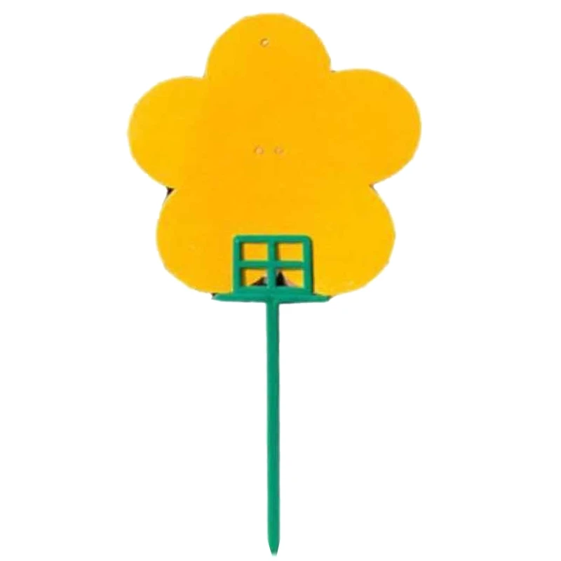 

60 Pcs Flower Shape Double-Sided Insect Trap Yellow Sticky Fruit Fly and Fungus 91AD