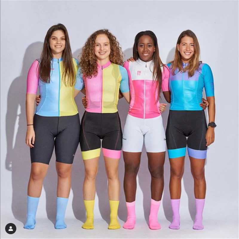 Francés-ropa de competición de ciclismo para mujer, sudadera de secado rápido con cojín de Gel, maillot de ciclismo