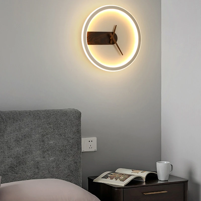 

New Design Modern Wall Lamp LED Wall Clock Llamp Nordic Bedroom Living Room Fixture Lighting