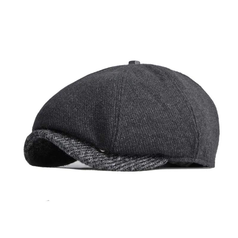 

QPALCR 2021 New Berets Autumn Winter Newsboy Caps Men Wool Knitting Hat Retro Patchwork England Octagonal Hat Cap