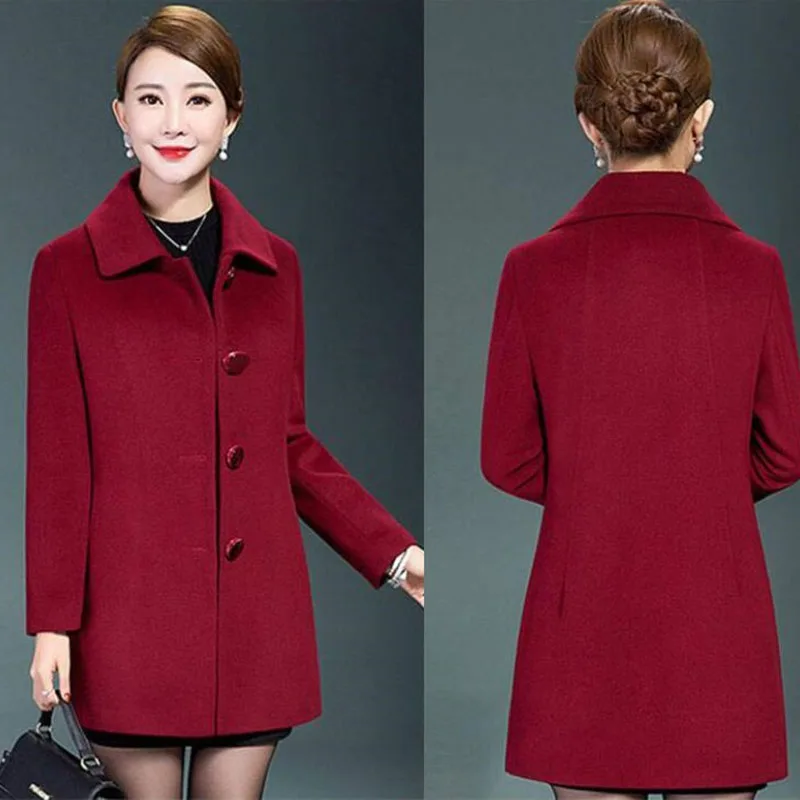Женское однобортное пальто из смешанной шерсти базовое шерстяное элегантное