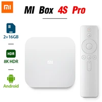 xiaomi mi tv box 4s pro 1 9ghz amlogic quad core 5g wifi bluetooth android 8k hdr smart streaming media player chinese version