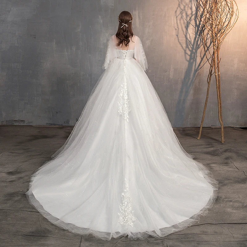 Mrs Win свадебное платье 2021 с длинным шлейфом Свадебное высокой талией для