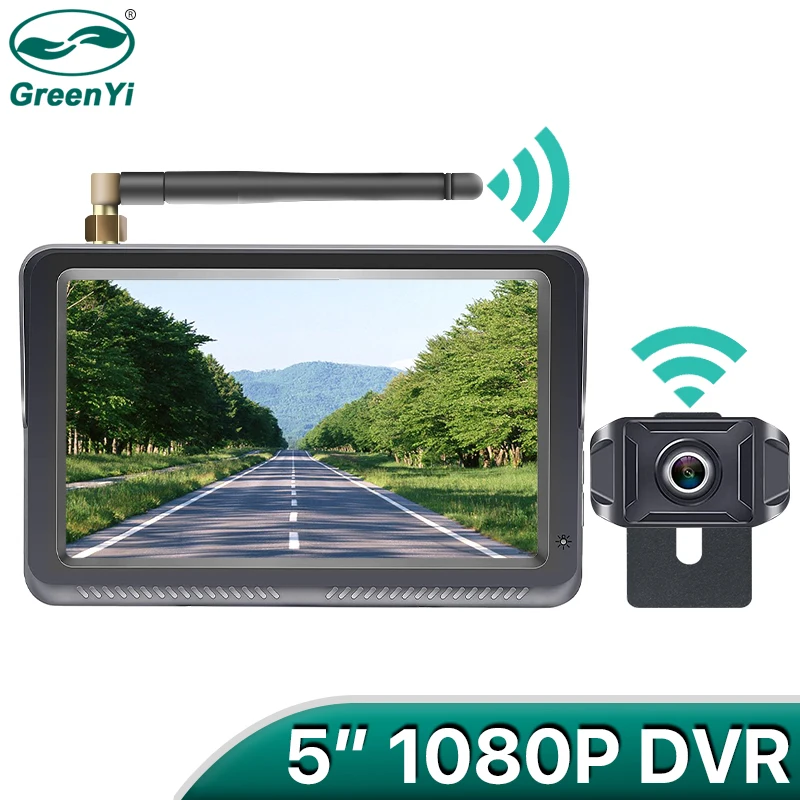 

5-дюймовый беспроводной автомобильный IPS-монитор GreenYi DVR 1080P, камера заднего вида с камерой заднего вида, комплект для вождения со стабильным ...