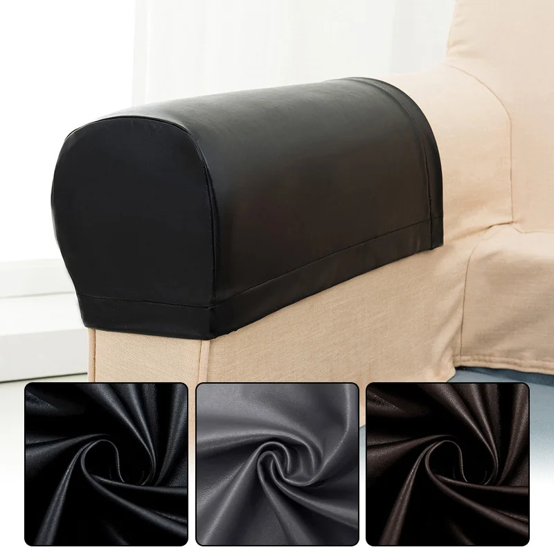 

A Pair Elastic PU Leather Sofa Covers Stretchy Waterproof Sofa Armrest Covers for Couch Chair Arm Protectors Slipcover