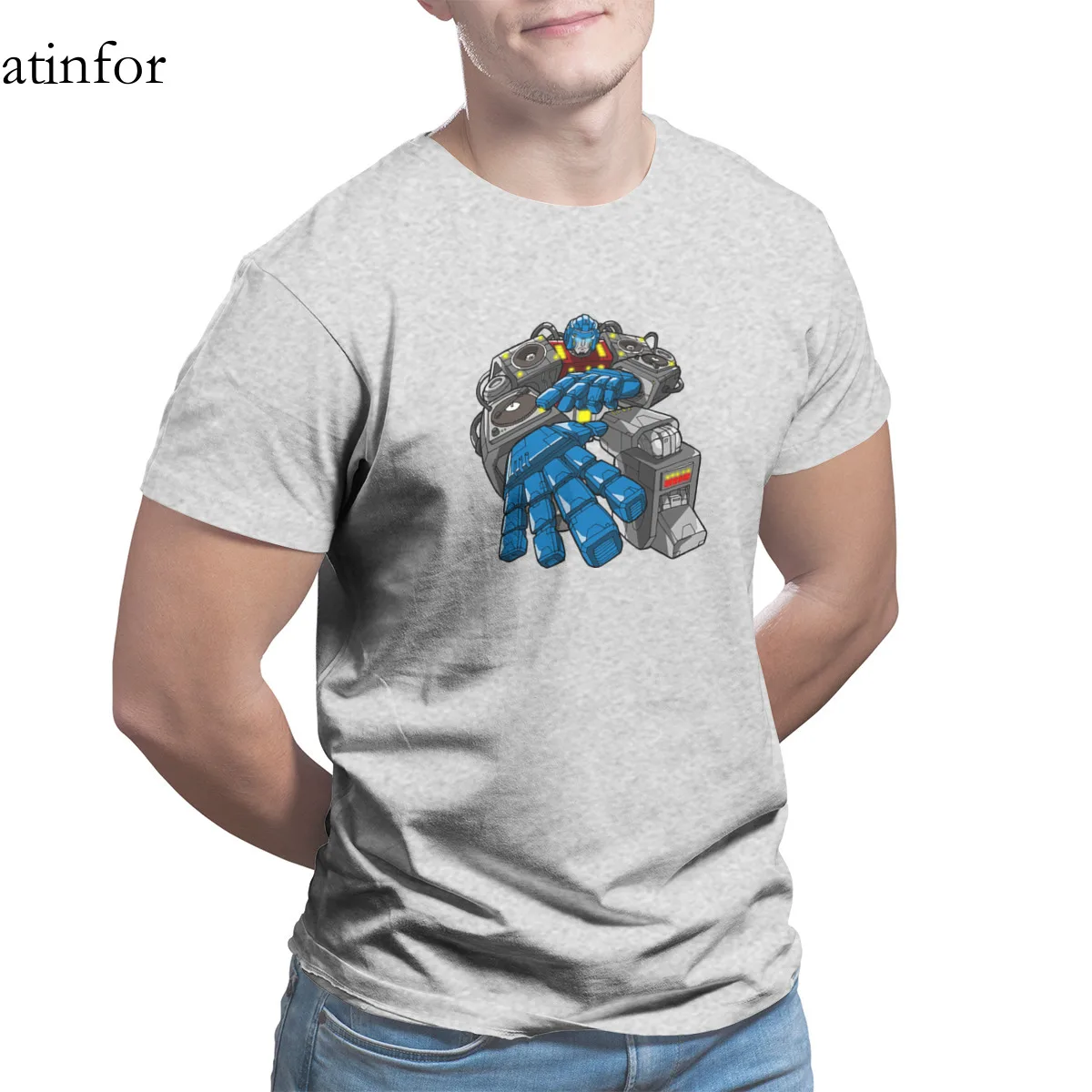 

Hip Hop Robot T-Shirt Black Funny Punk Oversized Sleeve Streetwear T-shirt 22440
