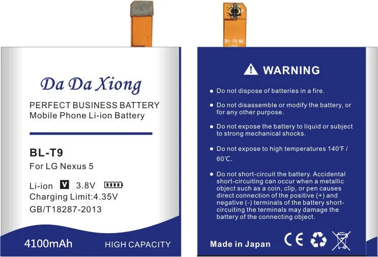 Оригинальный аккумулятор Da Xiong 4100 мА/ч BL-T9 BL T9 Батарея для LG Google Nexus 5 E980 G D820 D821 |