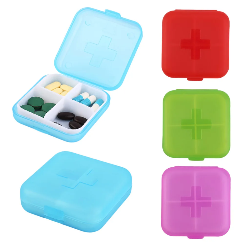 Новый портативный 4 слота Чехол для лекарств органайзер пластиковые коробки