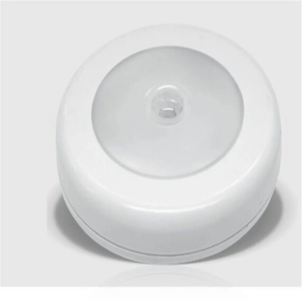 

Round Led Intelligent Human Body Infrared Induction Light Bedroom Aisle Staircase Night Light Battery Type Night Light White