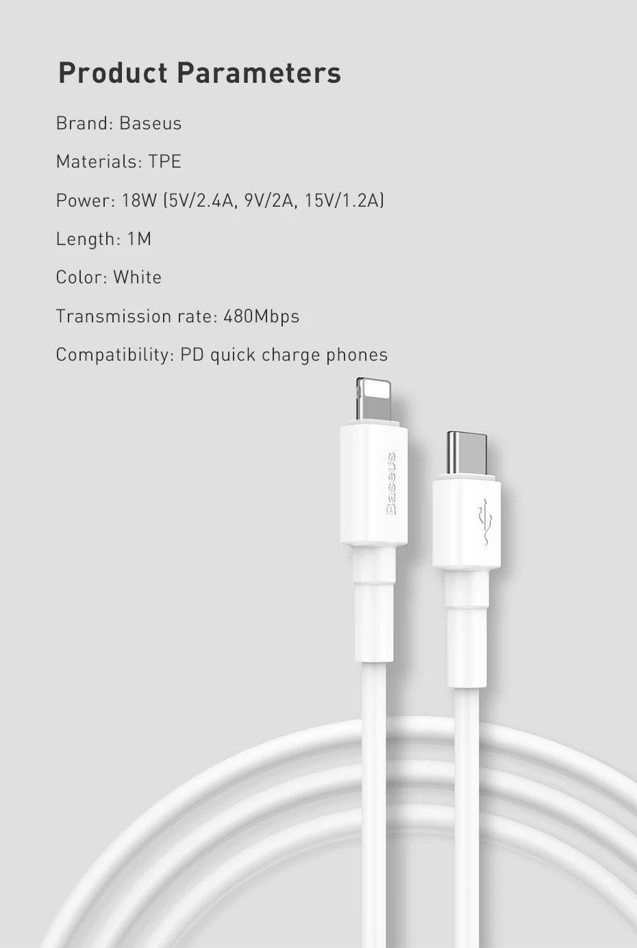 Baseus 18 Вт Быстрая зарядка USB-C для Lightning PD кабель для iPhone 11 Pro X Max зарядный кабель для передачи данных для Macbook iPad Pro USB шнур