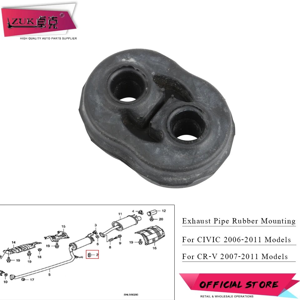Резиновая Монтажная прокладка для выхлопной трубы ZUK HONDA CIVIC FA1 FD1 FD2 2006 2007 2008 2009 2010
