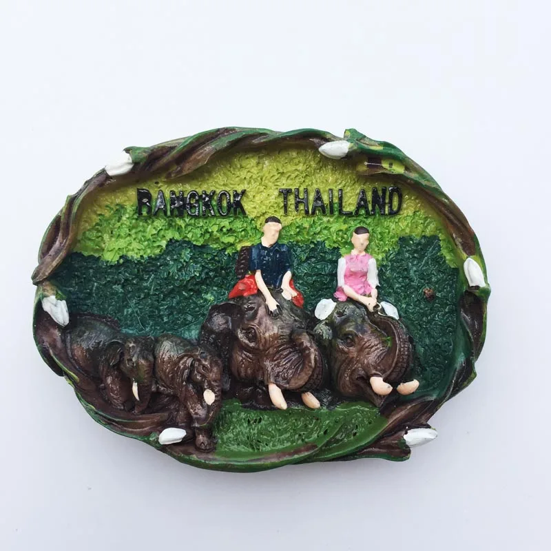 

Тайский креативный туристический сувенир с изображением верховой езды, слона, ручная работа, декоративный магнит для холодильника