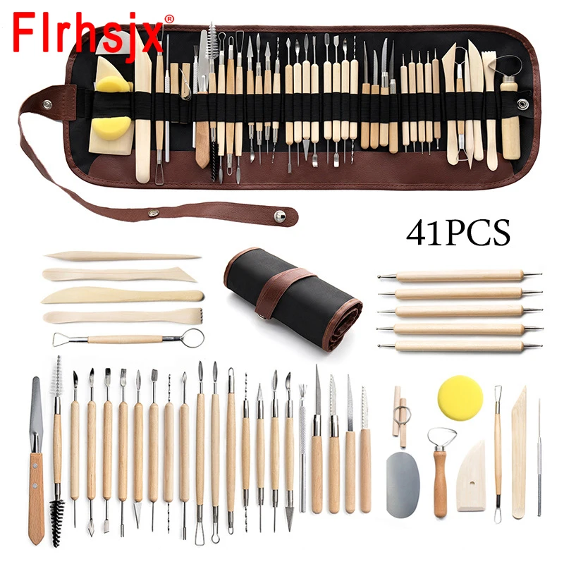 

41pcs/set Polymer Clay Silicone Tools Clay Sculpting Kit Sculpt Smoothing Wax Carving Pottery Ceramic Shapers Modeling Carved