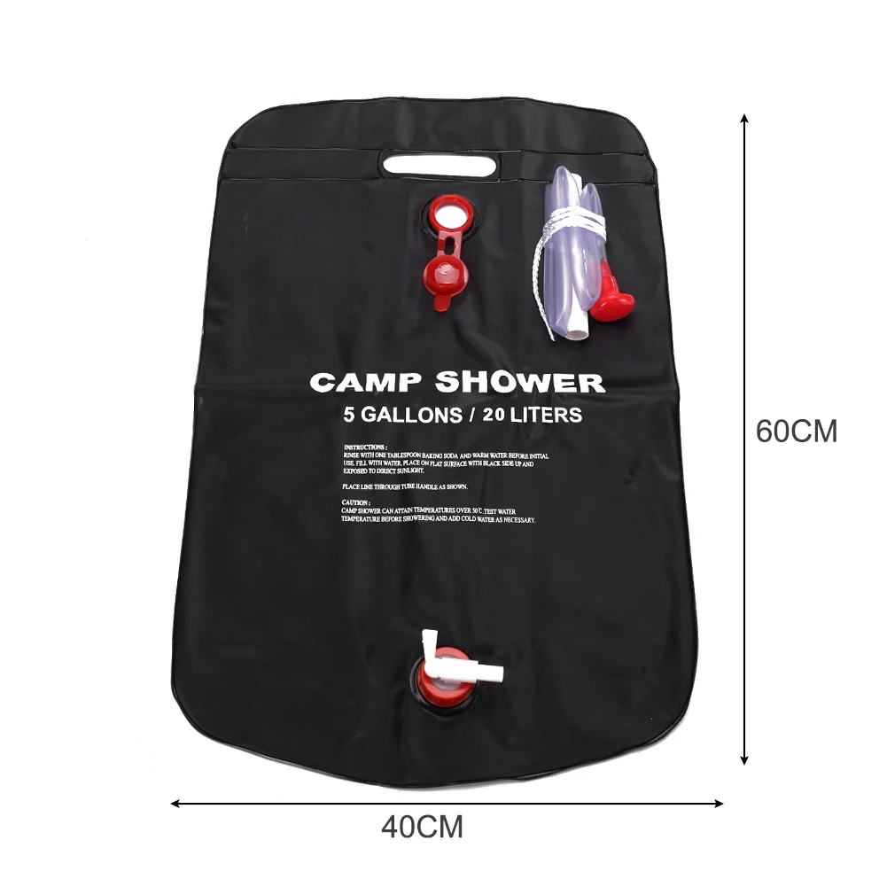 

Shower Bag for Camping 5 Gallon/20L Solar Portable Bag with switch Hose and Shower Head for Outdoor Hiking Picnic Swimming