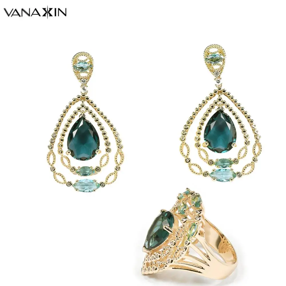 VANAXIN бразильские женские ювелирные изделия серьги-подвески и кольца в форме воды
