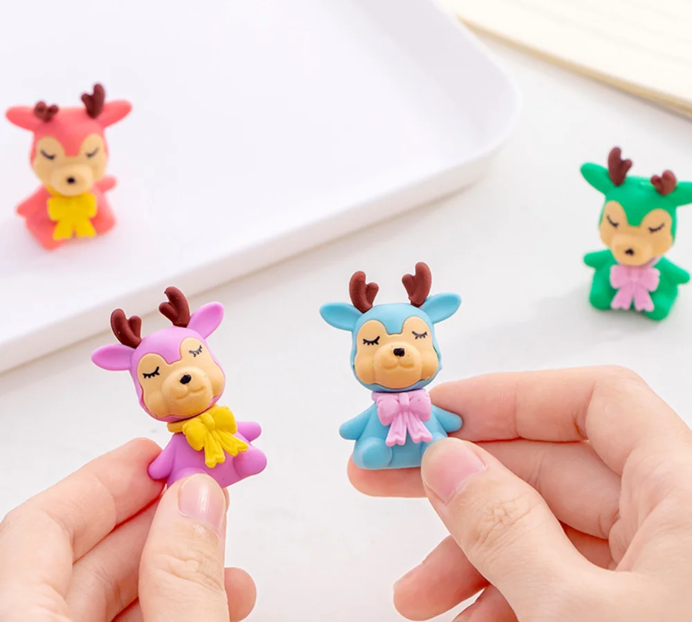 2 шт. маленький олень милый резиновый ластик для карандаша канцелярские товары