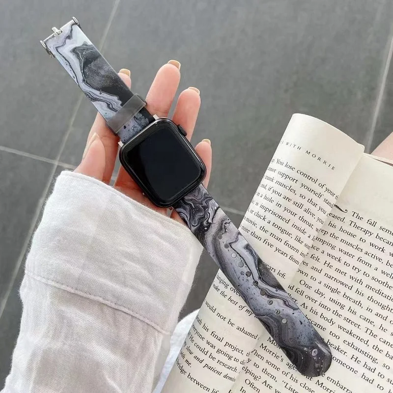 

Marble pattern luxury ladies watch bowl strap for Apple Watch 38 40 42 44 mm high quality strap accessories iWatch series 4 5 6