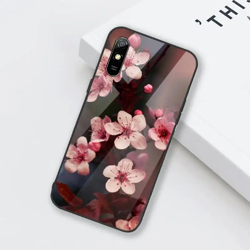 

Flor ciruela flor Phone Case Tempered glass For xiaomi Redmi 4X 5 6 6A 8 8SE MIX 2 2S Note 3 4 5 6 7 PLUS PRO